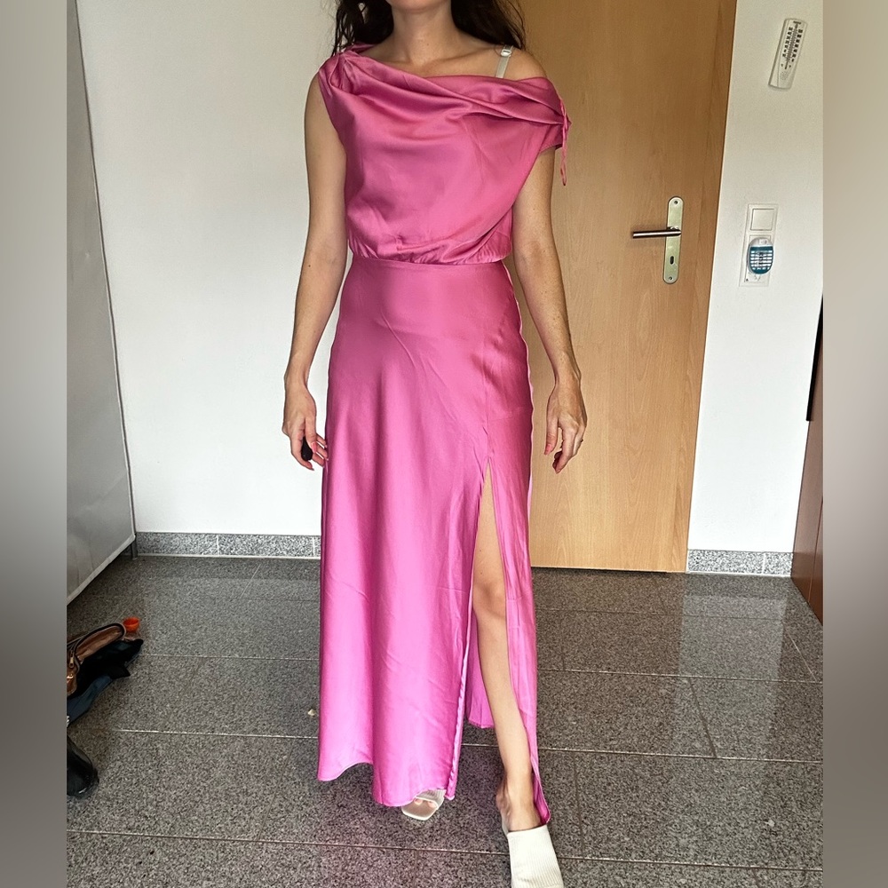 New pink astr silk look dress